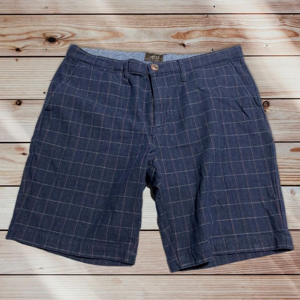 Jachs New York Blue Plaid Shorts Waist 33